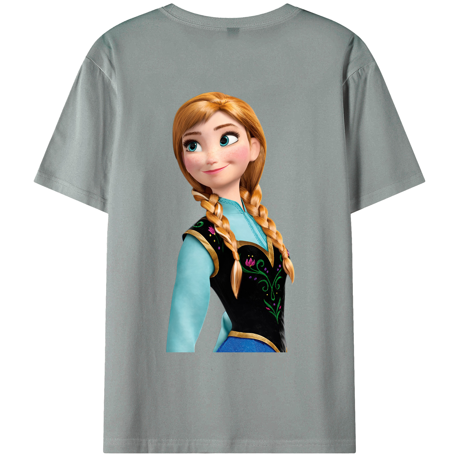 （画像用） アナと雪の女王 アンナ エルサ Frozen Anna Elsa 綿100％ メンズ半袖Tシャツ（バックプリント） 通気性